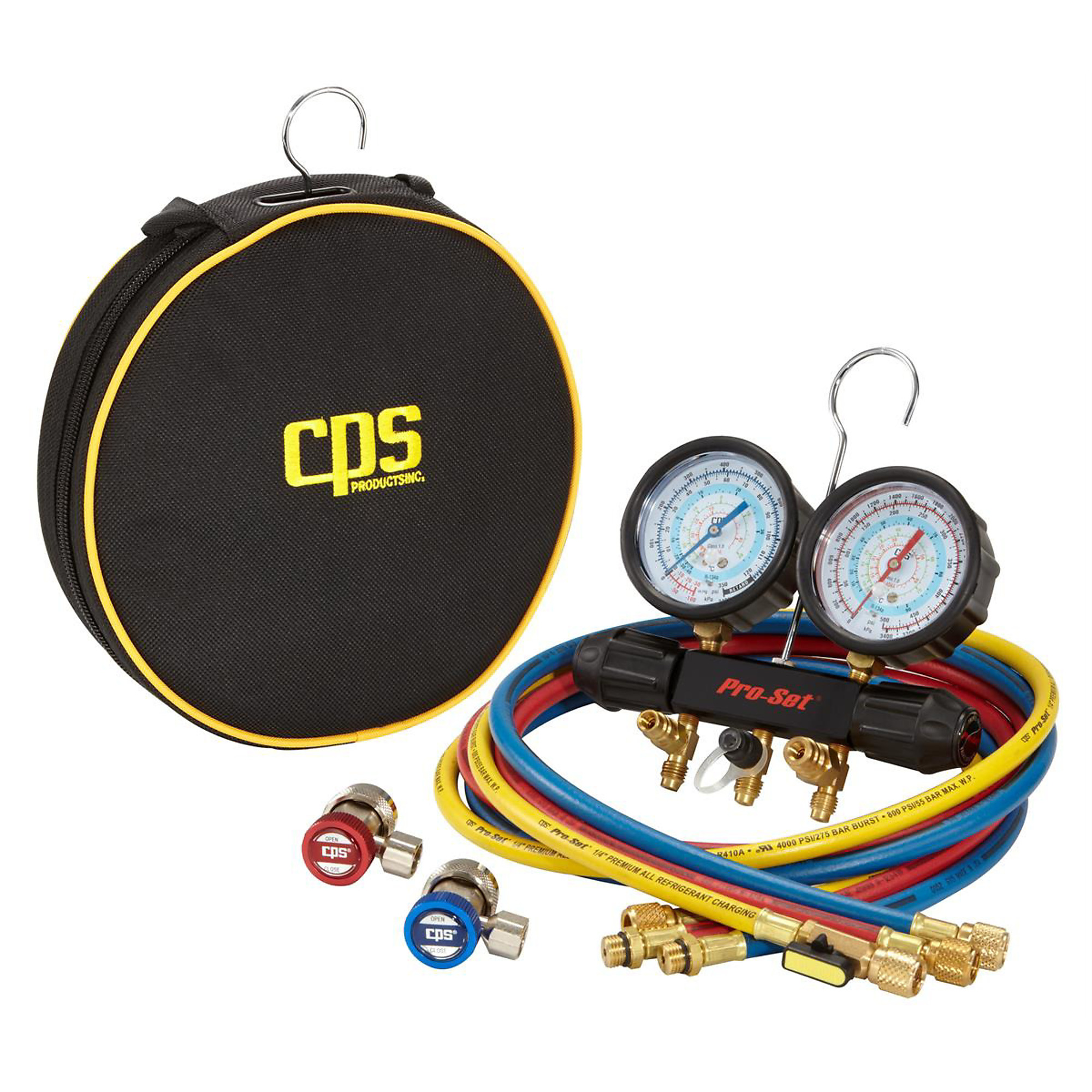 CPS Products Aluminum Block Manifold — 3-1/8in. Gauges, Triple O-Ring Seal, 6ft. Hoses, Model# CPSMT7I7A6Q
